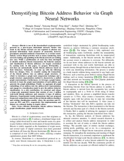 Demystifying Bitcoin Address Behavior via Graph Neural Networks