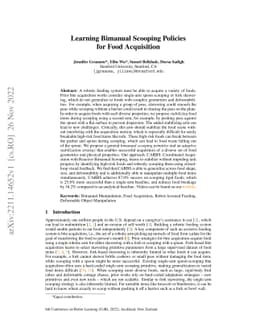Learning Bimanual Scooping Policies for Food Acquisition