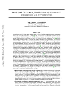Deep Fake Detection, Deterrence and Response: Challenges and
  Opportunities
