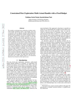 Constrained Pure Exploration Multi-Armed Bandits with a Fixed Budget