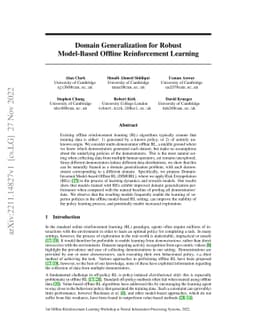 Domain Generalization for Robust Model-Based Offline Reinforcement
  Learning