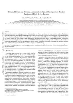 Towards Efficient and Accurate Approximation: Tensor Decomposition Based
  on Randomized Block Krylov Iteration
