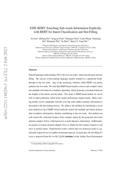 ESIE-BERT: Enriching Sub-words Information Explicitly with BERT for
  Joint Intent Classification and SlotFilling