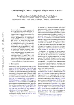 Understanding BLOOM: An empirical study on diverse NLP tasks