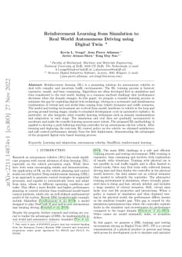 Reinforcement Learning from Simulation to Real World Autonomous Driving
  using Digital Twin