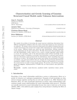 Characterization and Greedy Learning of Gaussian Structural Causal Models under Unknown Interventions