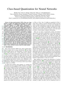 Class-based Quantization for Neural Networks