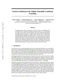 Neural Architecture for Online Ensemble Continual Learning