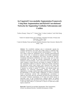An Unpaired Cross-modality Segmentation Framework Using Data
  Augmentation and Hybrid Convolutional Networks for Segmenting Vestibular
  Schwannoma and Cochlea
