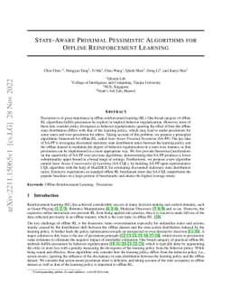 State-Aware Proximal Pessimistic Algorithms for Offline Reinforcement
  Learning