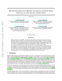 Revisiting Distance Metric Learning for Few-Shot Natural Language
  Classification