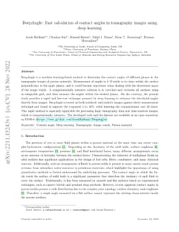 DeepAngle: Fast calculation of contact angles in tomography images using
  deep learning