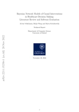 Bayesian Network Models of Causal Interventions in Healthcare Decision
  Making: Literature Review and Software Evaluation