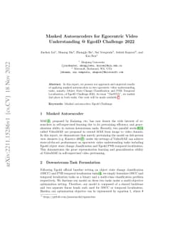 Masked Autoencoders for Egocentric Video Understanding @ Ego4D Challenge
  2022