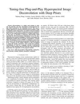 Tuning-free Plug-and-Play Hyperspectral Image Deconvolution with Deep
  Priors