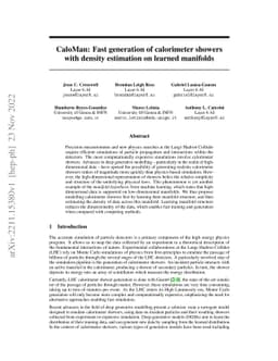 CaloMan: Fast generation of calorimeter showers with density estimation
  on learned manifolds