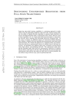 Discovering Unsupervised Behaviours from Full-State Trajectories