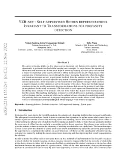 YZR-net : Self-supervised Hidden representations Invariant to
  Transformations for profanity detection