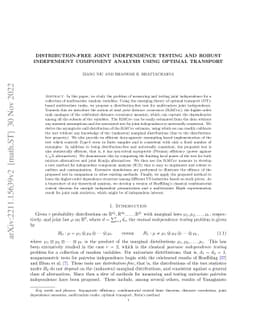 Distribution-free joint independence testing and robust independent
  component analysis using optimal transport