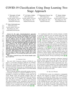 COVID-19 Classification Using Deep Learning Two-Stage Approach