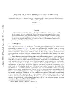 Bayesian Experimental Design for Symbolic Discovery