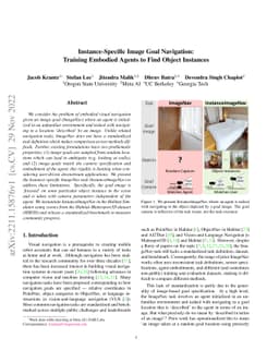 Instance-Specific Image Goal Navigation: Training Embodied Agents to
  Find Object Instances