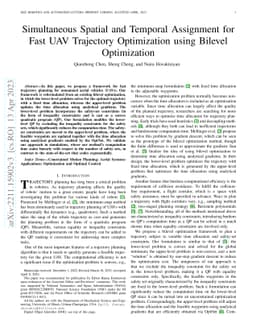 Simultaneous Spatial and Temporal Assignment for Fast UAV Trajectory
  Optimization using Bilevel Optimization