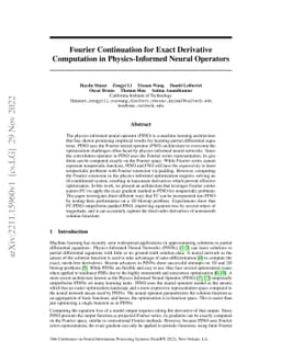 Fourier Continuation for Exact Derivative Computation in
  Physics-Informed Neural Operators