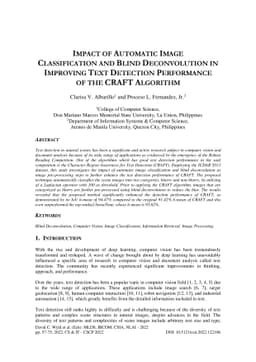 Impact of Automatic Image Classification and Blind Deconvolution in
  Improving Text Detection Performance of the CRAFT Algorithm