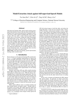 Model Extraction Attack against Self-supervised Speech Models
