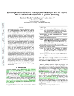Penalizing Confident Predictions on Largely Perturbed Inputs Does Not
  Improve Out-of-Distribution Generalization in Question Answering