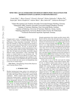 Mind the Gap: Scanner-induced domain shifts pose challenges for
  representation learning in histopathology