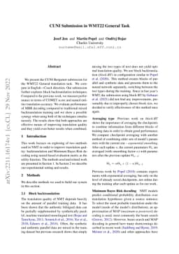 CUNI Submission in WMT22 General Task