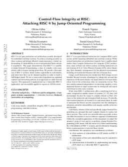 Control-Flow Integrity at RISC: Attacking RISC-V by Jump-Oriented
  Programming