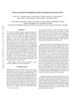 Metal-conscious Embedding for CBCT Projection Inpainting