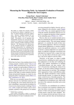 Measuring the Measuring Tools: An Automatic Evaluation of Semantic
  Metrics for Text Corpora