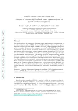 Analysis of constant-Q filterbank based representations for speech
  emotion recognition
