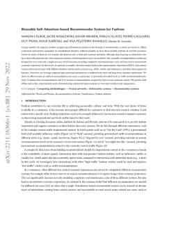 Reusable Self-Attention-based Recommender System for Fashion