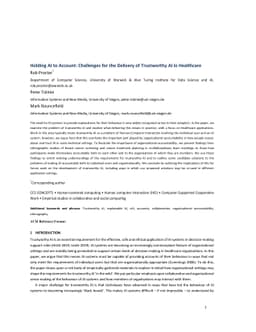 Holding AI to Account: Challenges for the Delivery of Trustworthy AI in
  Healthcare