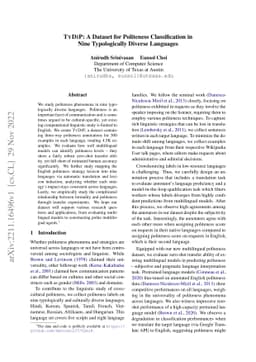 TyDiP: A Dataset for Politeness Classification in Nine Typologically
  Diverse Languages
