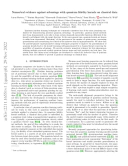 Numerical evidence against advantage with quantum fidelity kernels on
  classical data