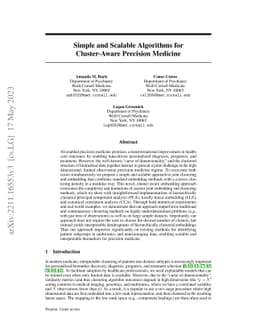 Simple and Scalable Algorithms for Cluster-Aware Precision Medicine