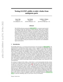 Testing GLOM's ability to infer wholes from ambiguous parts