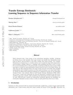 Transfer Entropy Bottleneck: Learning Sequence to Sequence Information
  Transfer