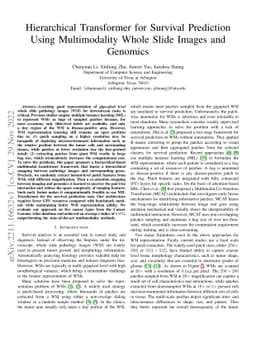 Hierarchical Transformer for Survival Prediction Using Multimodality
  Whole Slide Images and Genomics