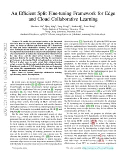 An Efficient Split Fine-tuning Framework for Edge and Cloud
  Collaborative Learning