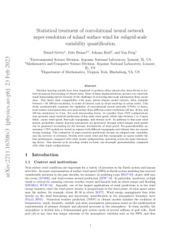Statistical treatment of convolutional neural network super-resolution
  of inland surface wind for subgrid-scale variability quantification