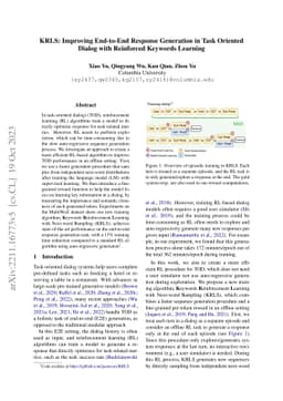 KRLS: Improving End-to-End Response Generation in Task Oriented Dialog
  with Reinforced Keywords Learning