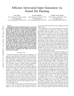 Efficient Adversarial Input Generation via Neural Net Patching