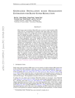 Knowledge Distillation based Degradation Estimation for Blind
  Super-Resolution